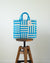 Abstract Blue Woven Upcycled Basket | Shopper Bag | Beach Basket - YGN Collective